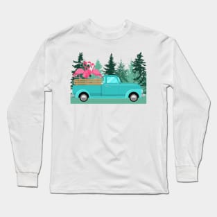 Flamingos Christmas Caroling Party Long Sleeve T-Shirt